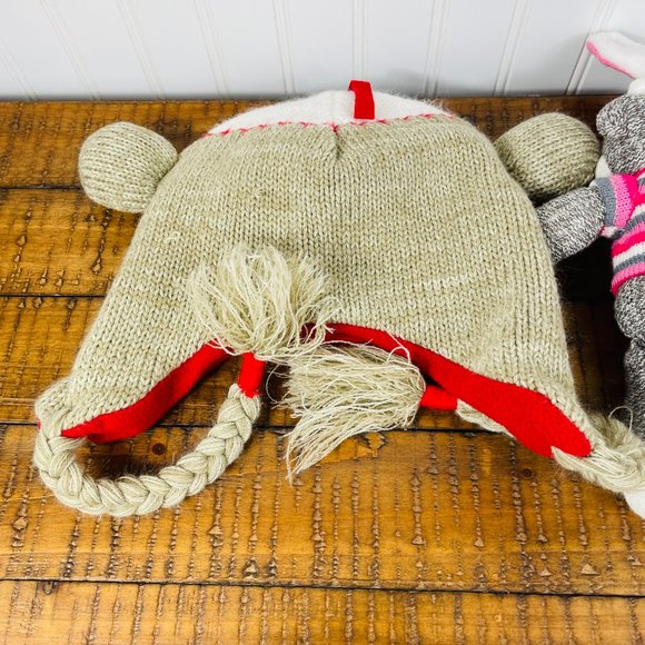 Lot of 2-Kids Sock Monkey Beanie/ Hat- Arizona & Small Sock Monkey Plush Dan Dee - Picture 11 of 15